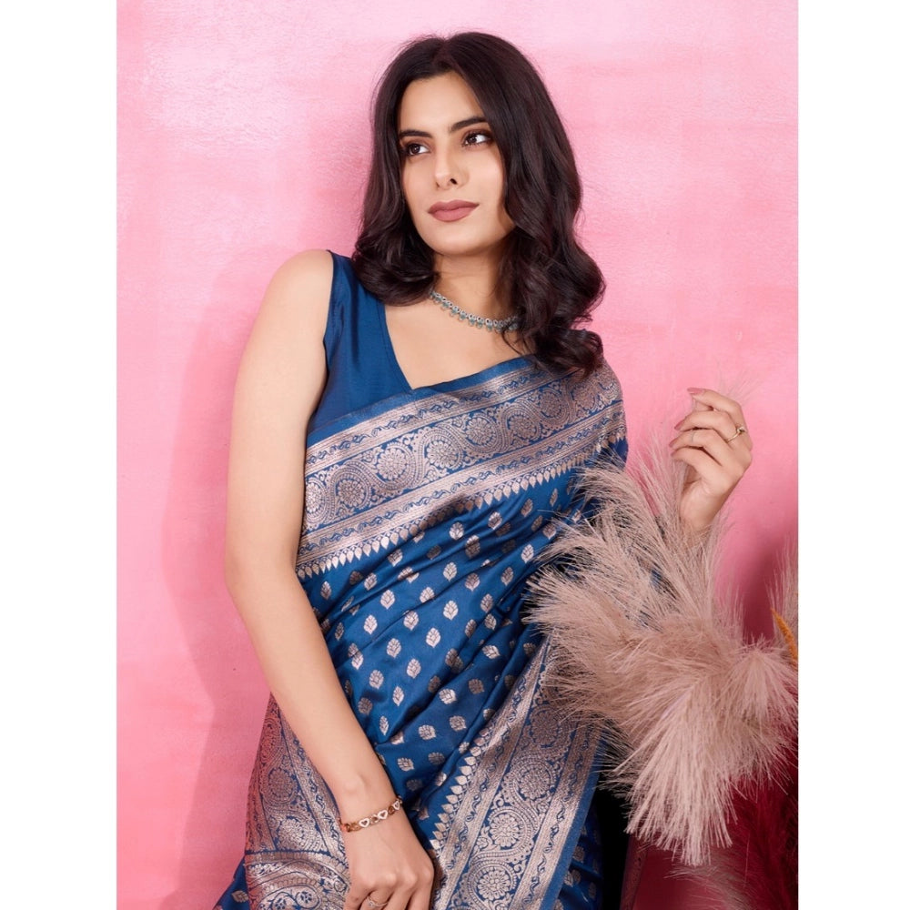 Generic Women's Banarasi Silk Printed Saree With Unstitched Blouse 5.5Mtr (Pinch)