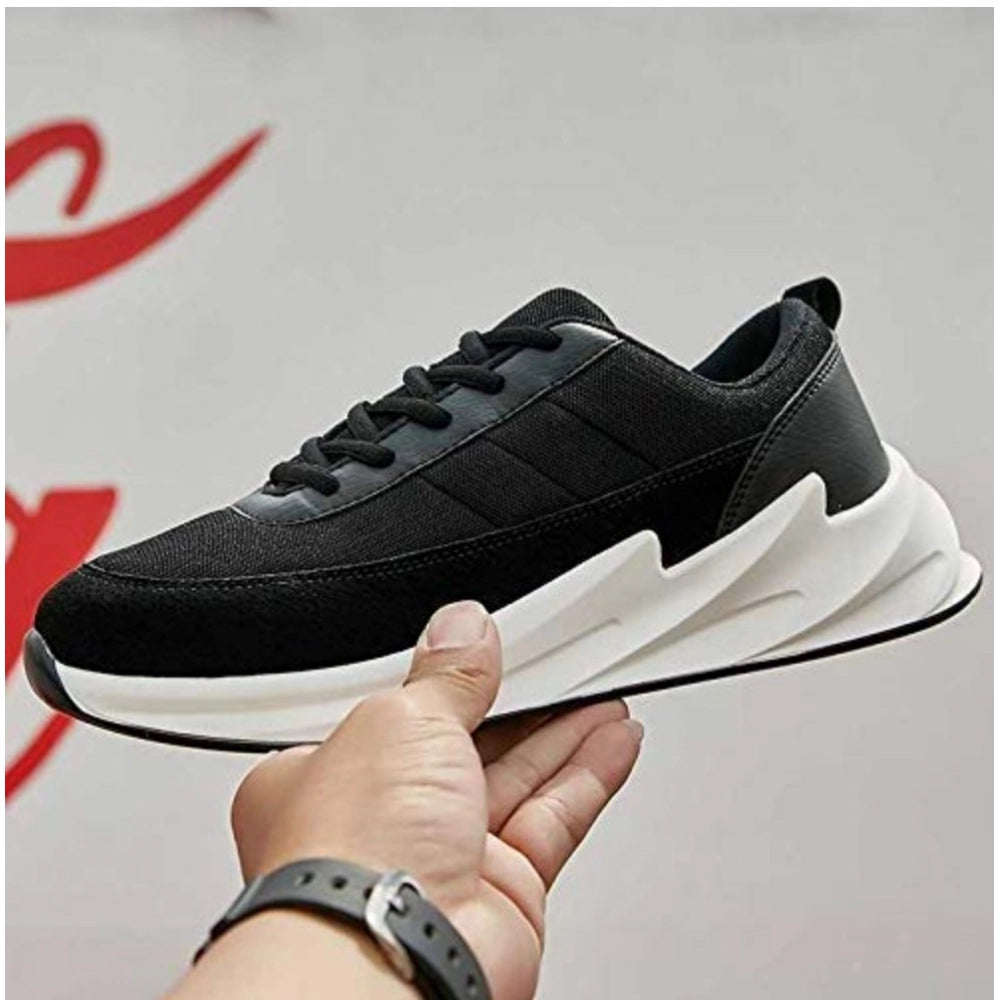 Generic Men's Casual Synthetic Lace-ups Casual Shoes (Black)