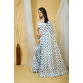 Generic Women's Georgette Printed Saree With Unstitched Blouse 5.5Mtr (White)