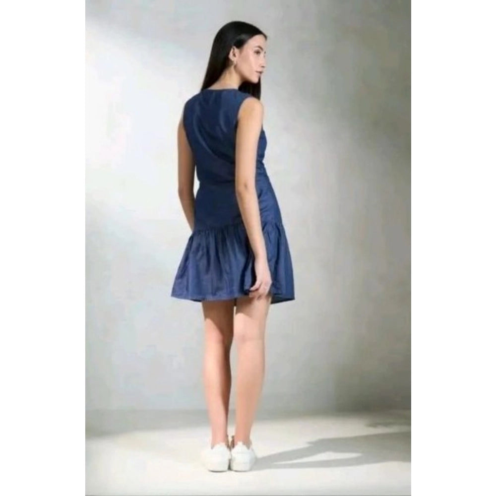 Generic Women's Casual Denim Sleeveless Dress (Blue)