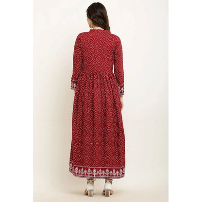 Generic Women's Casual Rayon Full sleeve Kurti (Maroon)