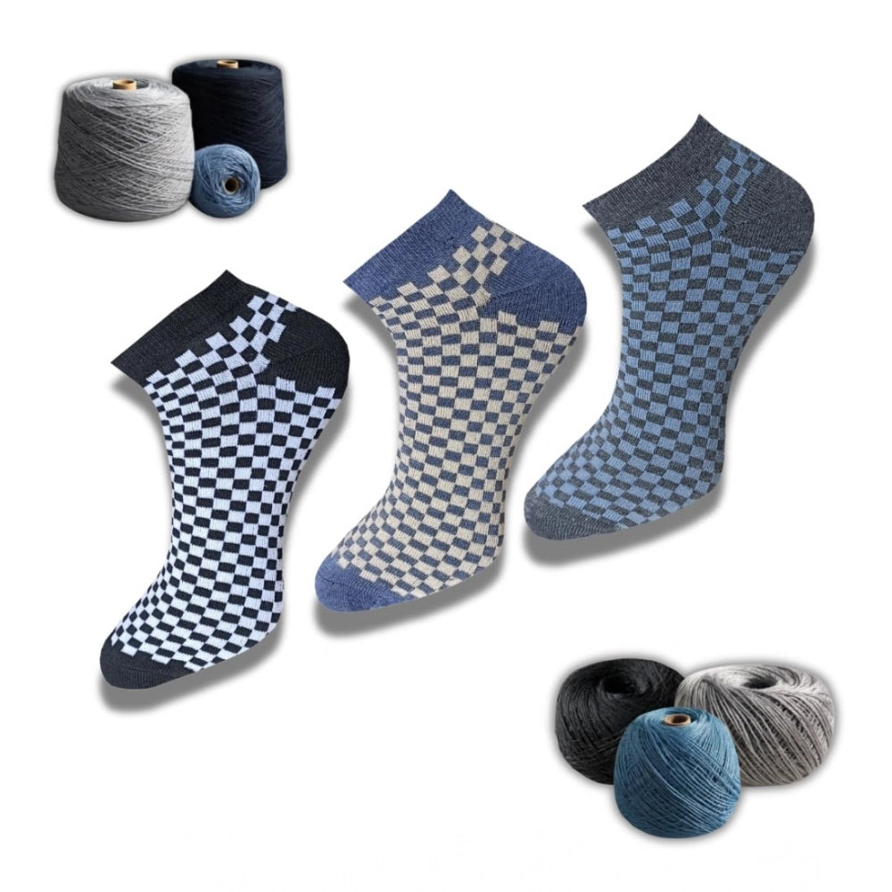 Generic 3_Pair Set Unisex Casual Cotton Printed Low Cut Socks (Multicolor)