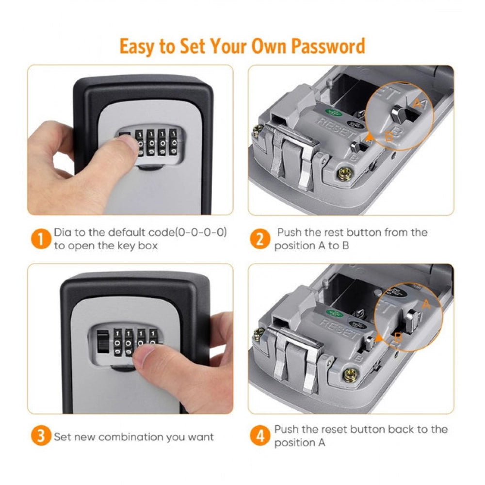 Generic Wall-Mounted ABS Plastic Key Lock Box (Grey-Black )