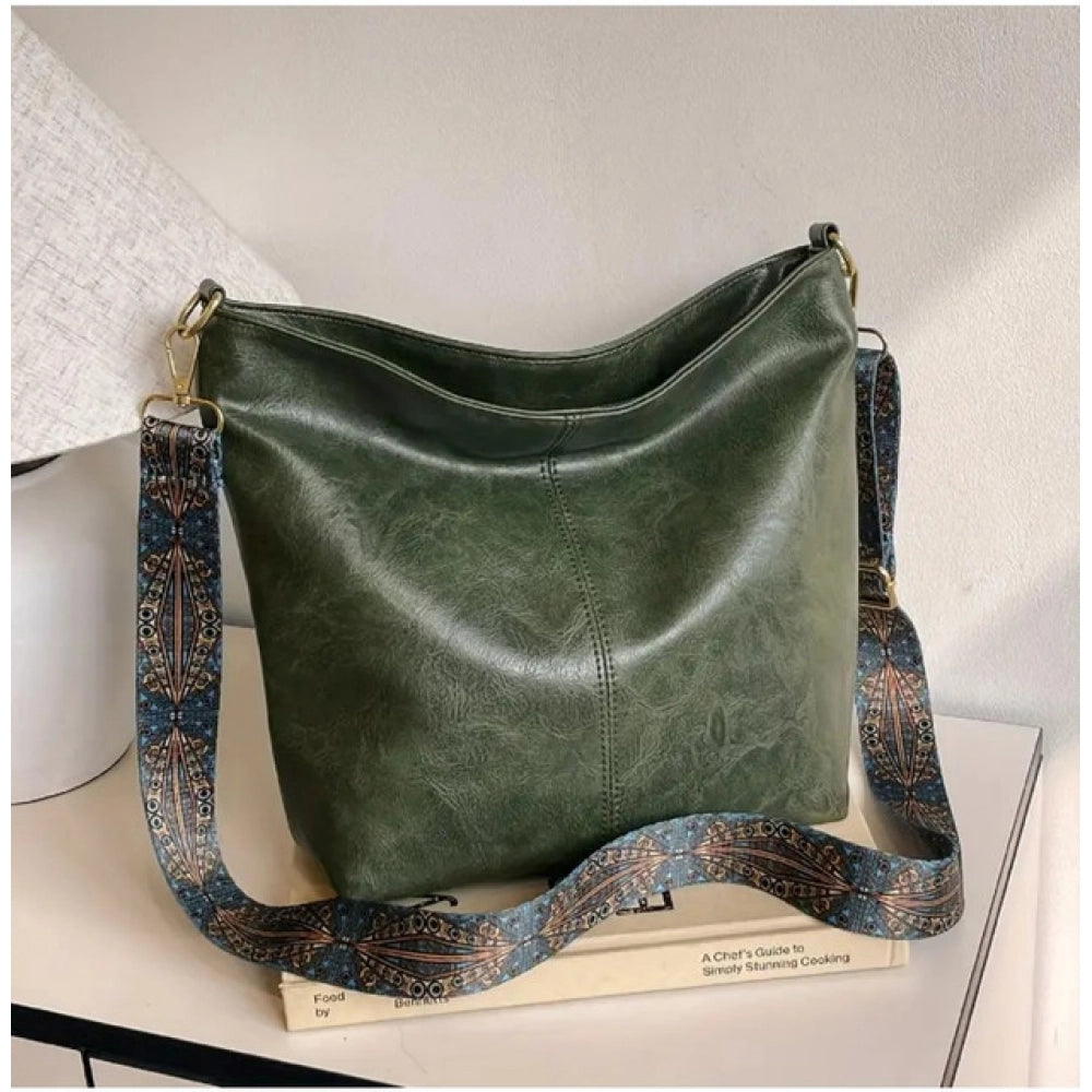 Women’s Beige PU Leather Handbag – Stylish Zipper Shoulder Tote Bag
