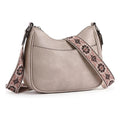 Women’s PU Leather Sling Bag with Floral Adjustable Strap – Beige Crossbody Shoulder Bag