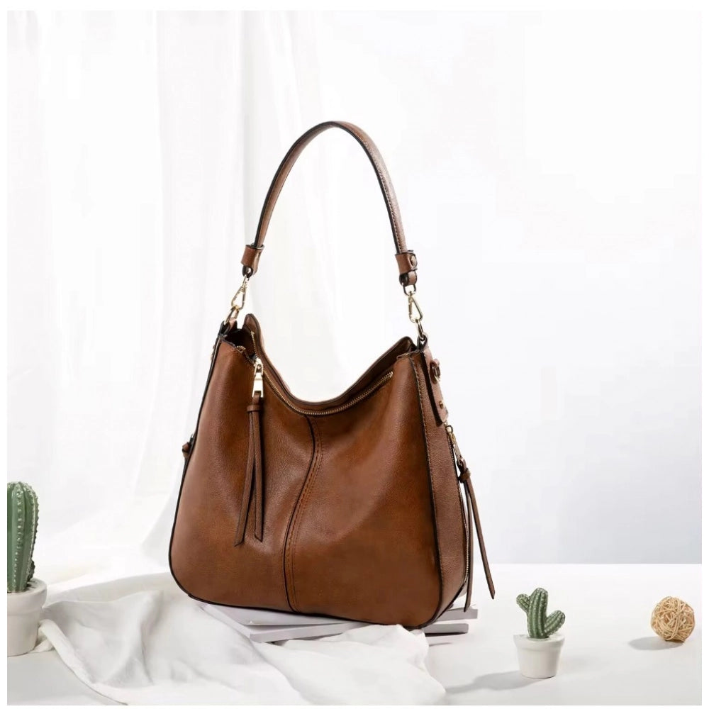 Women’s PU Leather Zipper Handbag – Stylish Shoulder Bag