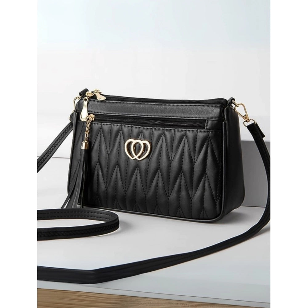 Women’s PU Leather Zipper Sling Bag – Stylish Compact Crossbody Shoulder Bag