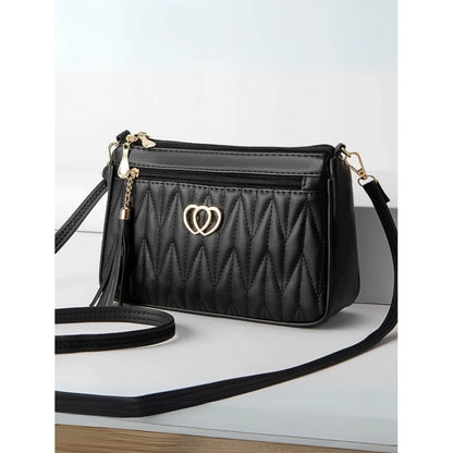 Generic Women's PU Leather Zipper Sling Bag (Black)