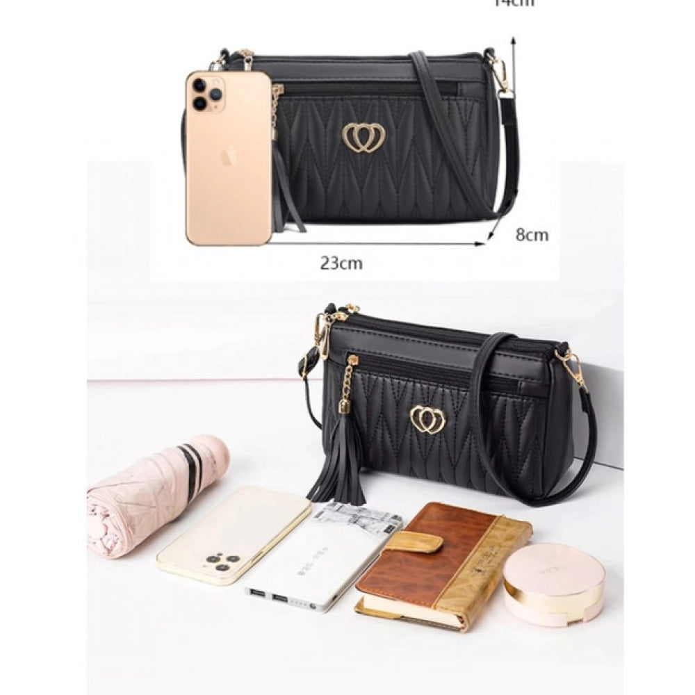 Women’s PU Leather Zipper Sling Bag – Stylish Compact Crossbody Shoulder Bag