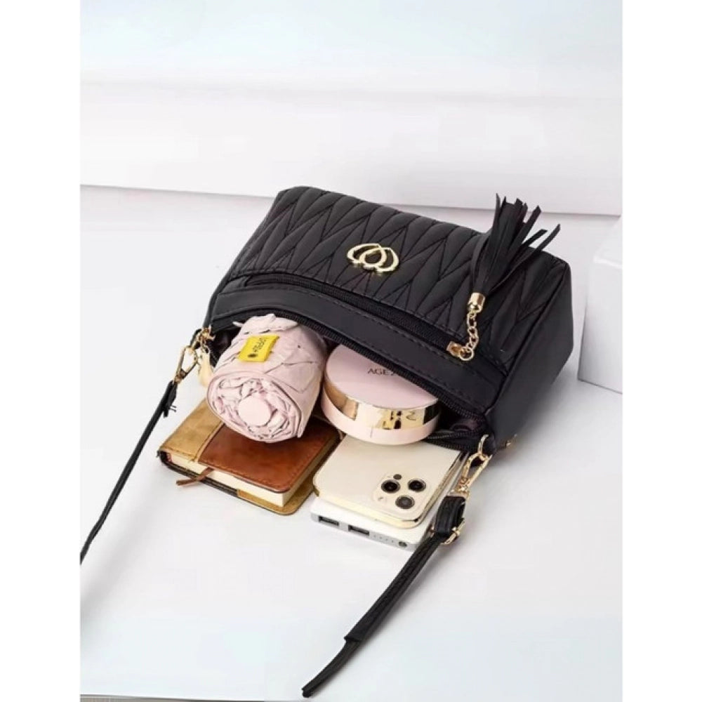 Women’s PU Leather Zipper Sling Bag – Stylish Compact Crossbody Shoulder Bag