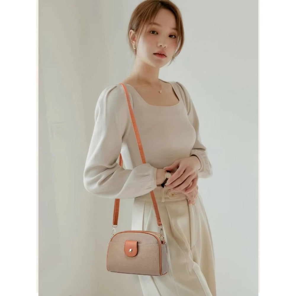 Women’s PU Leather Zipper Sling Bag – Stylish Compact Crossbody Shoulder Bag