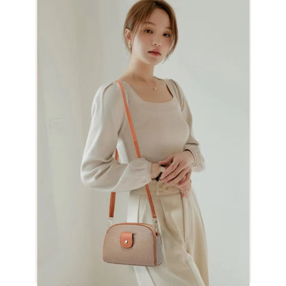 Generic Women's PU Leather Zipper Sling Bag (Khakhi)