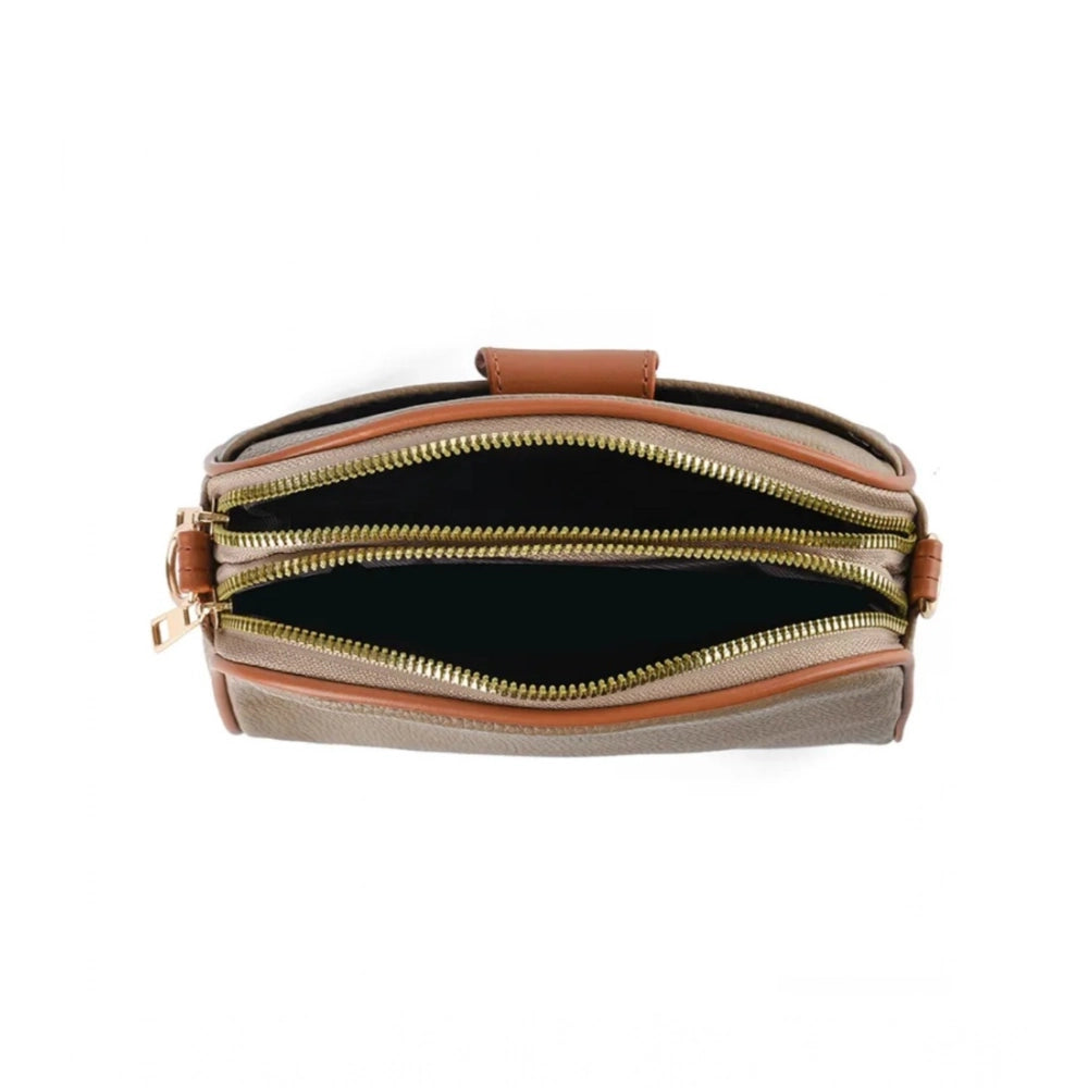 Women’s PU Leather Zipper Sling Bag – Stylish Compact Crossbody Shoulder Bag