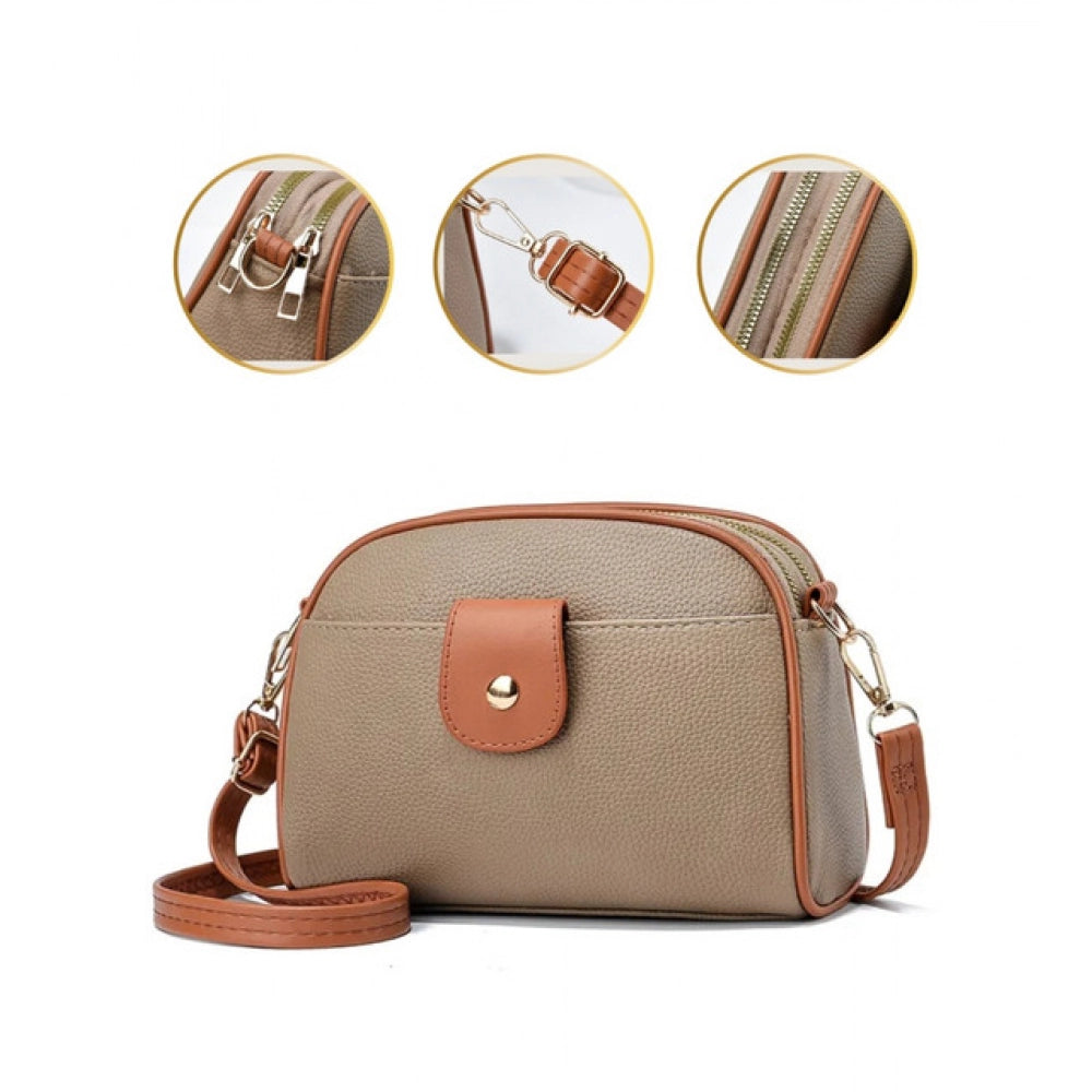 Women’s PU Leather Zipper Sling Bag – Stylish Compact Crossbody Shoulder Bag