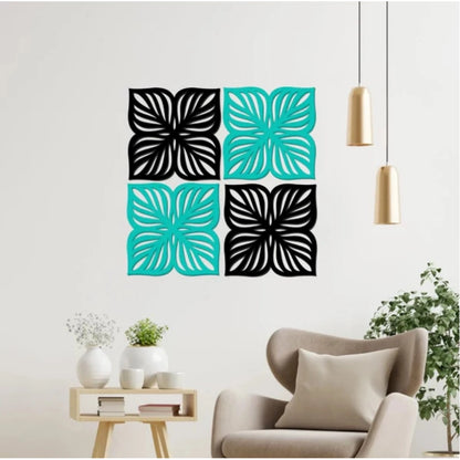 Generic Flowers Design Wooden Wall Decor – Set of 4 Pieces