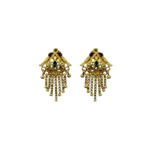 Generic Women's Pack of_2 Brass Gold-Plated Earrings (Gold)