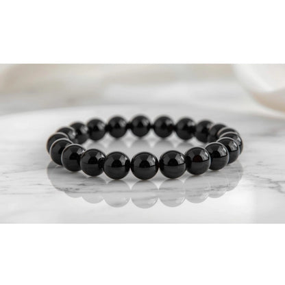 Generic Natural Crystal 8mm Black Obsidian Bracelet (Black)