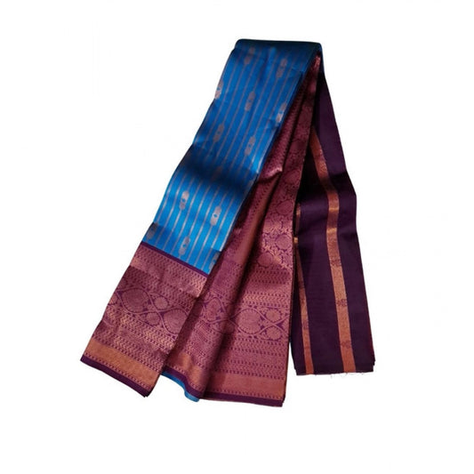 Generic Women's Soft Silk Wooven Saree With Unstitched Blouse 5.5Mtr (Blue)