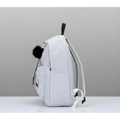 Generic Unisex PU Leather Solid Medium Zipper Backpack (Grey)