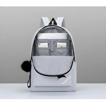Generic Unisex PU Leather Solid Medium Zipper Backpack (Grey)