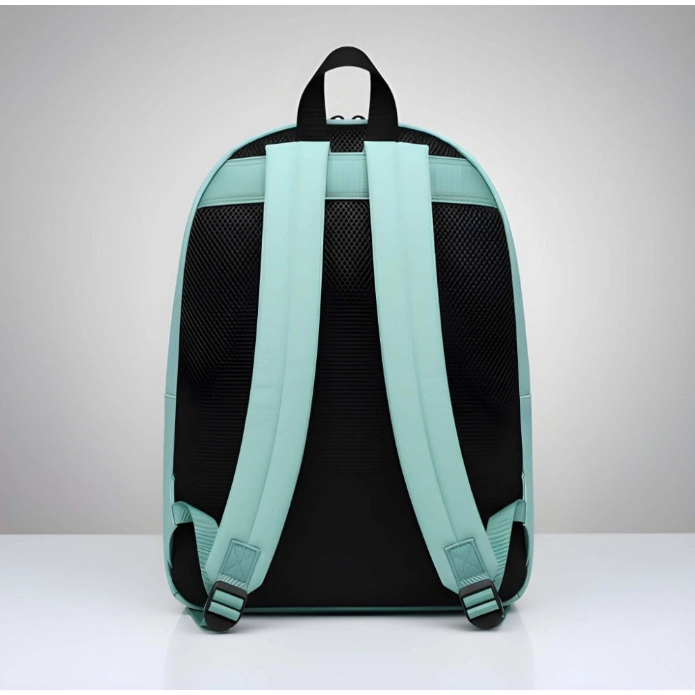 Generic Unisex PU Leather Solid Medium Zipper Backpack (Green)