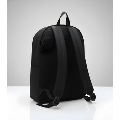 Generic Unisex PU Leather Solid Medium Zipper Backpack (Black)