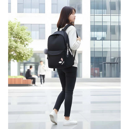 Generic Unisex PU Leather Solid Medium Zipper Backpack (Black)
