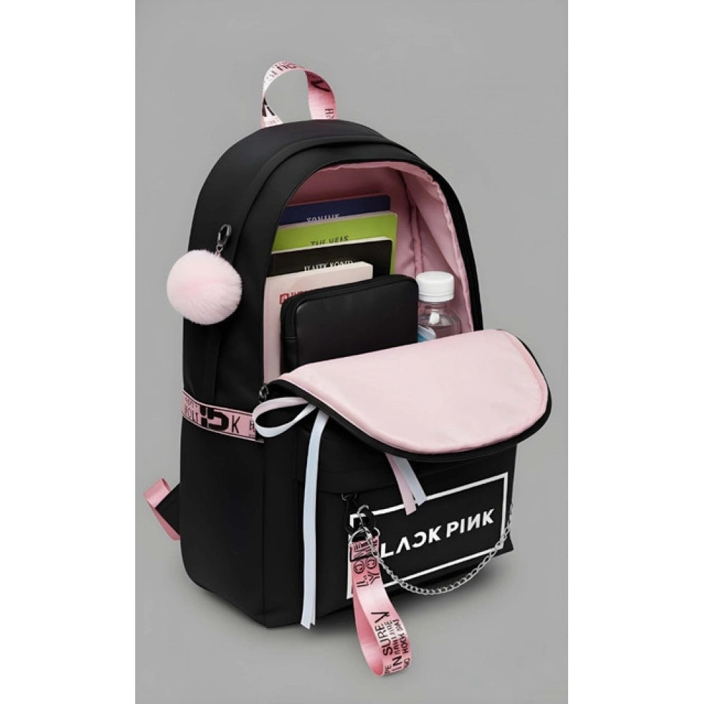 Generic Unisex PU Leather Solid Medium Zipper Backpack (Black)