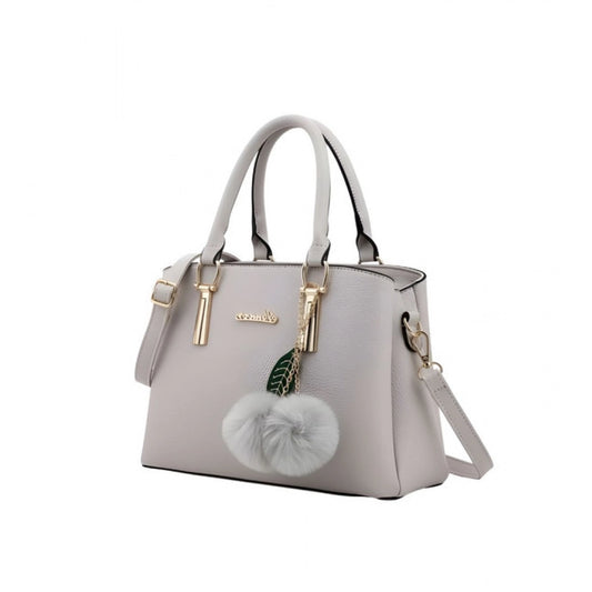 Generic Women's PU Leather Solid Shoulder Zipper Handbag (Grey)