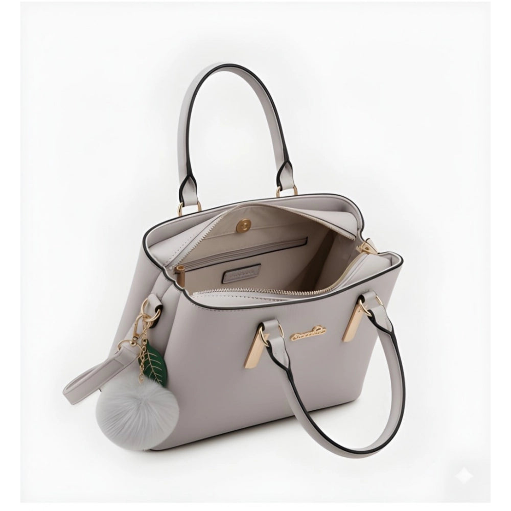 Generic Women's PU Leather Solid Shoulder Zipper Handbag (Grey)