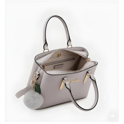 Generic Women's PU Leather Solid Shoulder Zipper Handbag (Grey)