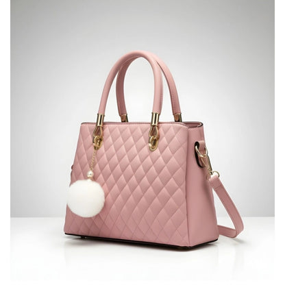 Generic Women's PU Leather Solid Shoulder Zipper Handbag (Pink)