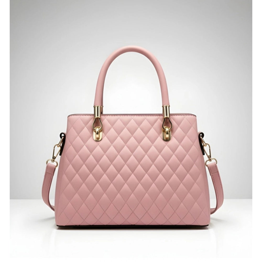 Generic Women's PU Leather Solid Shoulder Zipper Handbag (Pink)