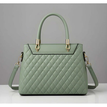 Generic Women's PU Leather Solid Shoulder Zipper Handbag (Green)