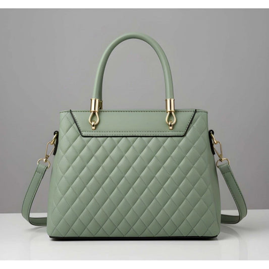 Generic Women's PU Leather Solid Shoulder Zipper Handbag (Green)