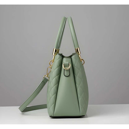 Generic Women's PU Leather Solid Shoulder Zipper Handbag (Green)