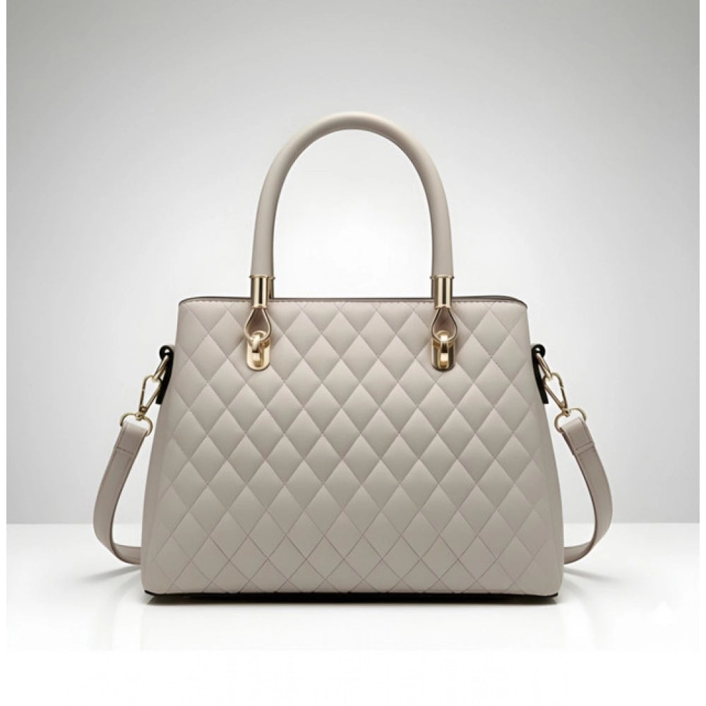 Generic Women's PU Leather Solid Shoulder Zipper Handbag (Grey)