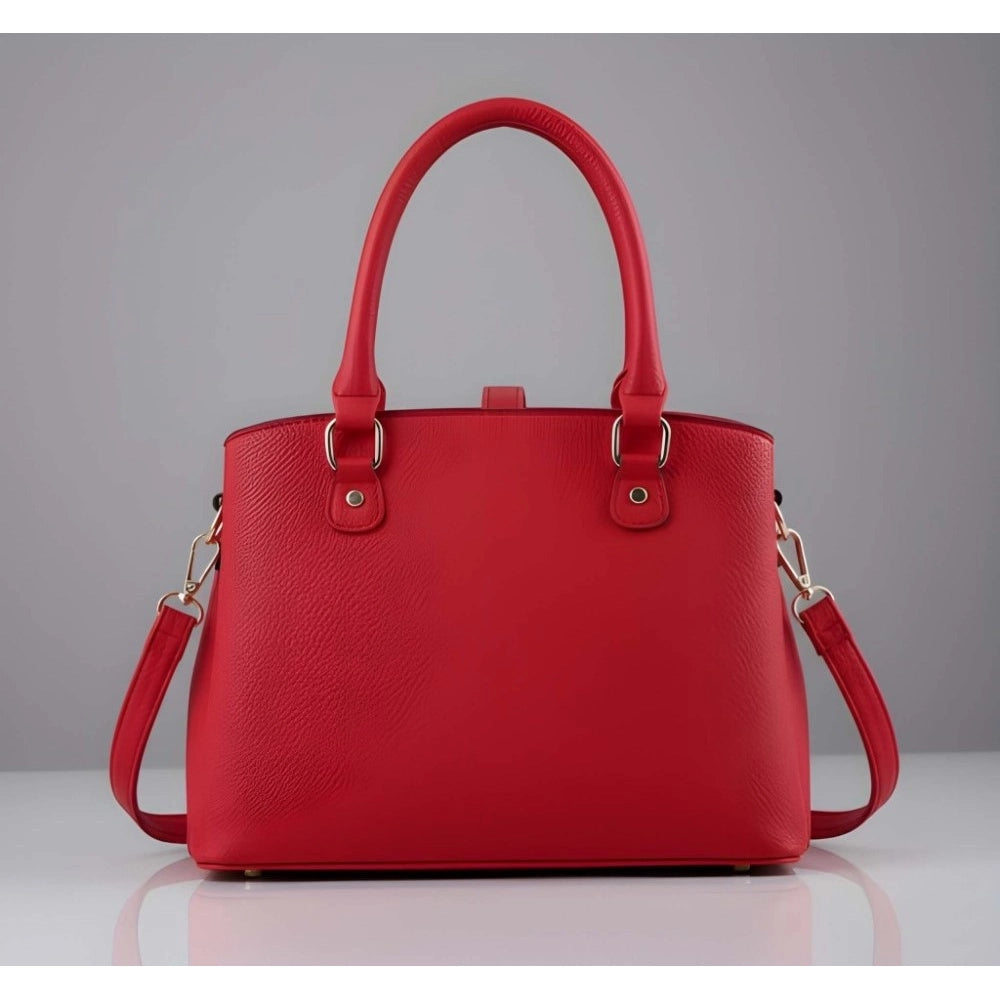 Generic Women's PU Leather Solid Shoulder Zipper Handbag (Red)
