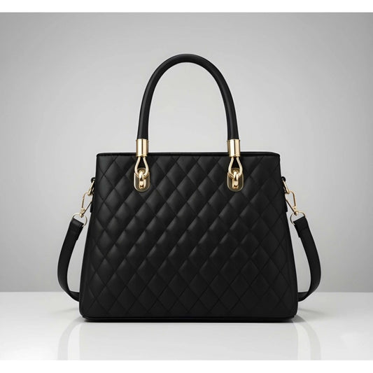 Generic Women's PU Leather Solid Shoulder Zipper Handbag (Black)
