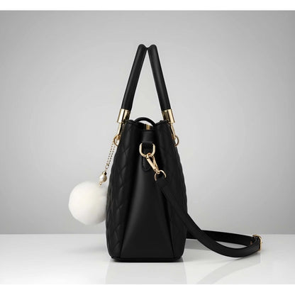Generic Women's PU Leather Solid Shoulder Zipper Handbag (Black)