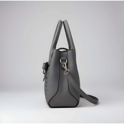 Generic Women's PU Leather Solid Shoulder Zipper Handbag (Grey)