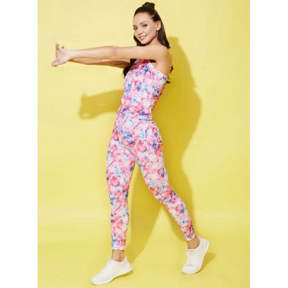 Generic Women's Polyester Lycra Printed Sleeveless Active Wear (Multicolor)