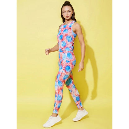 Generic Women's Polyester Lycra Printed Sleeveless Active Wear (Multicolor)