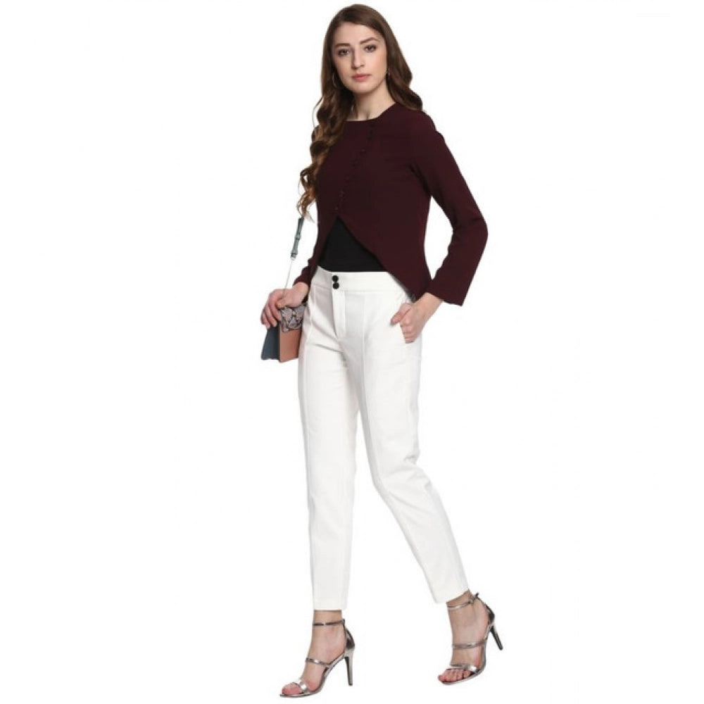 Generic Women's Polyester Diagonal Cut Long Sleeves Blazer (Maroon)