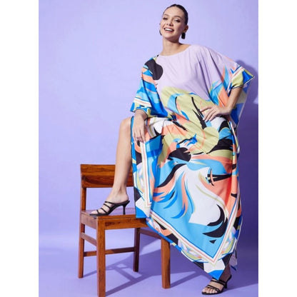 Generic Women's Satin Colour Blocking Kaftan Dress (Multicolor)