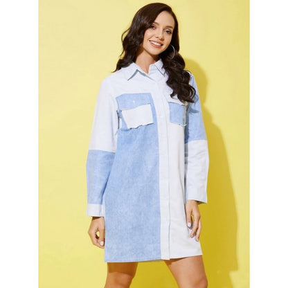 Generic Women's Denim Solid Long Sleeves Dress (Blue)