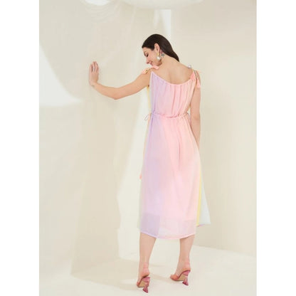 Generic Women's Georgette Ombre Sleeveless Dress (Peach)
