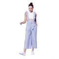 Generic Women's Cotton Pinafore Shoulder Straps Jumpsuit (Light Blue)