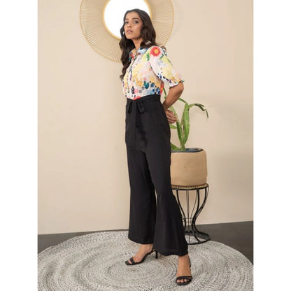 Generic Women's Polyester Floral Half Sleeves Jumpsuit (Multicolor)