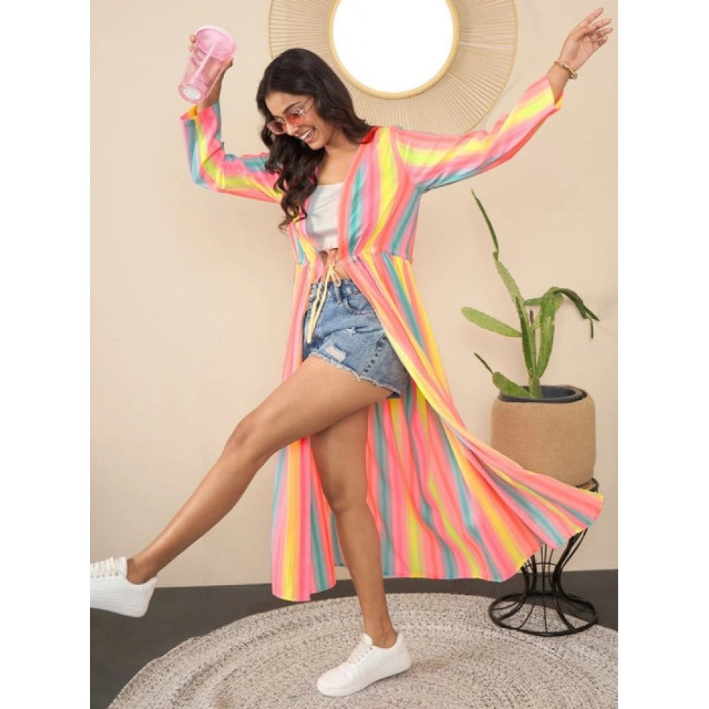 Generic Women's Polyester Crepe Printed Long Sleeves Shrug (Multicolor)